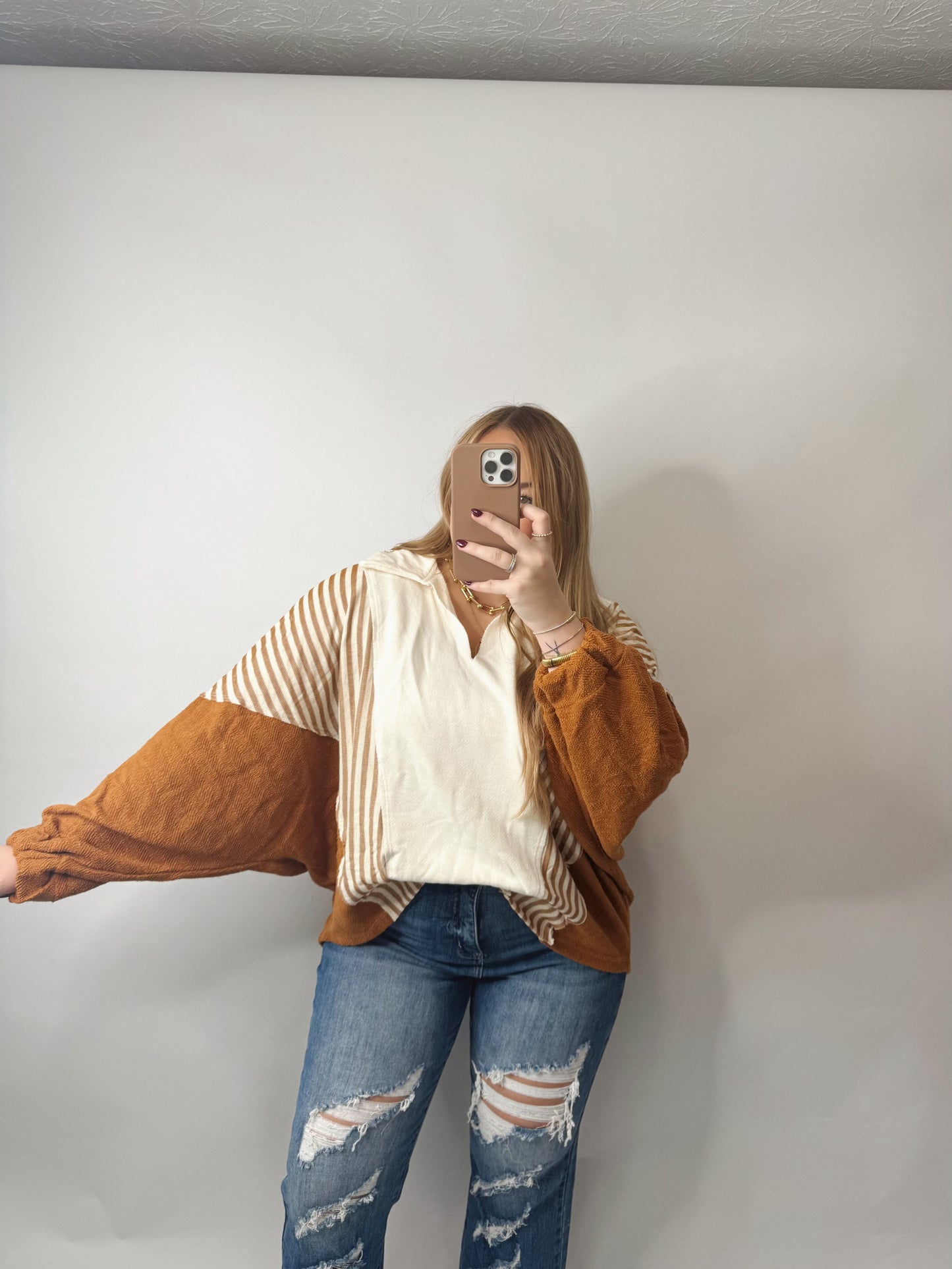 The Carmen | Oversized V Neck Top