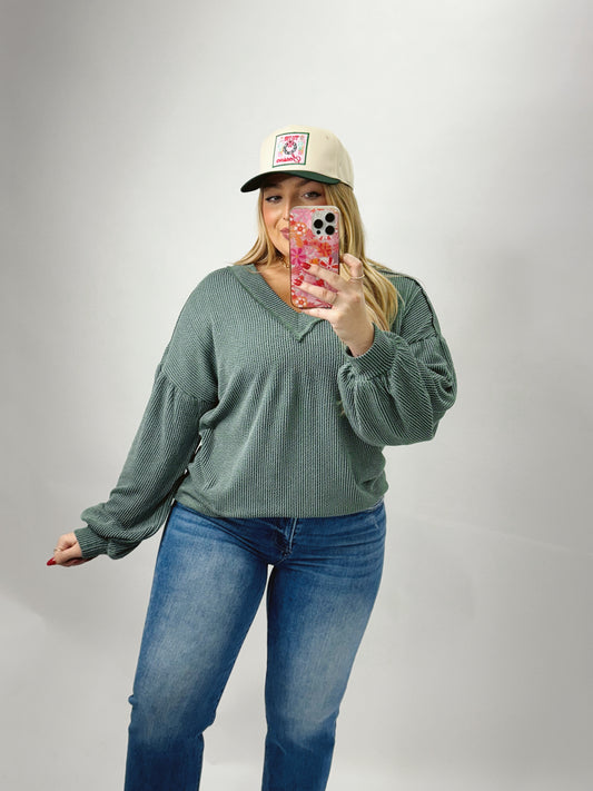 The Winter | Green Ribbed Pullover