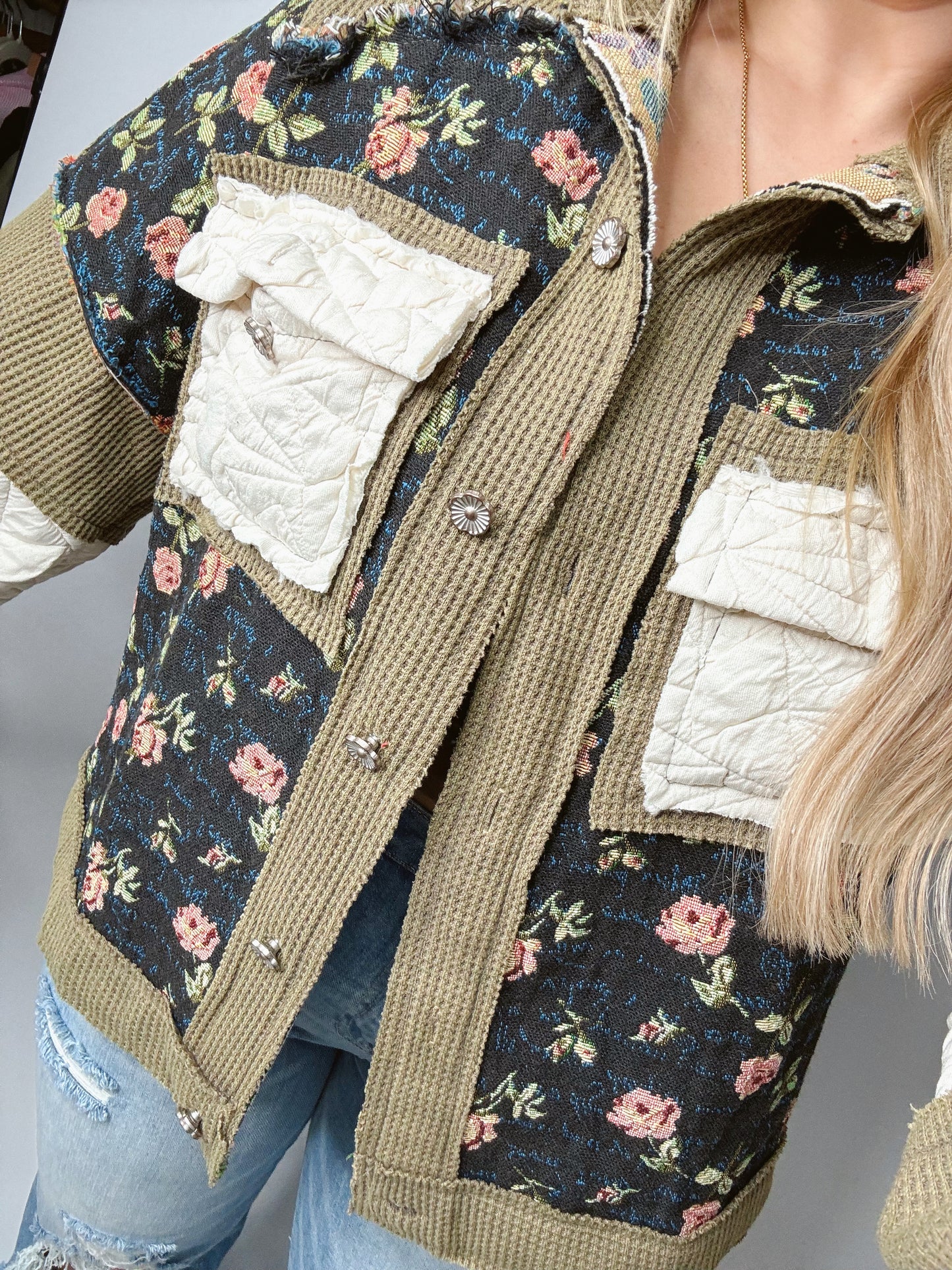 The Olive | Floral Patchwork Jacket