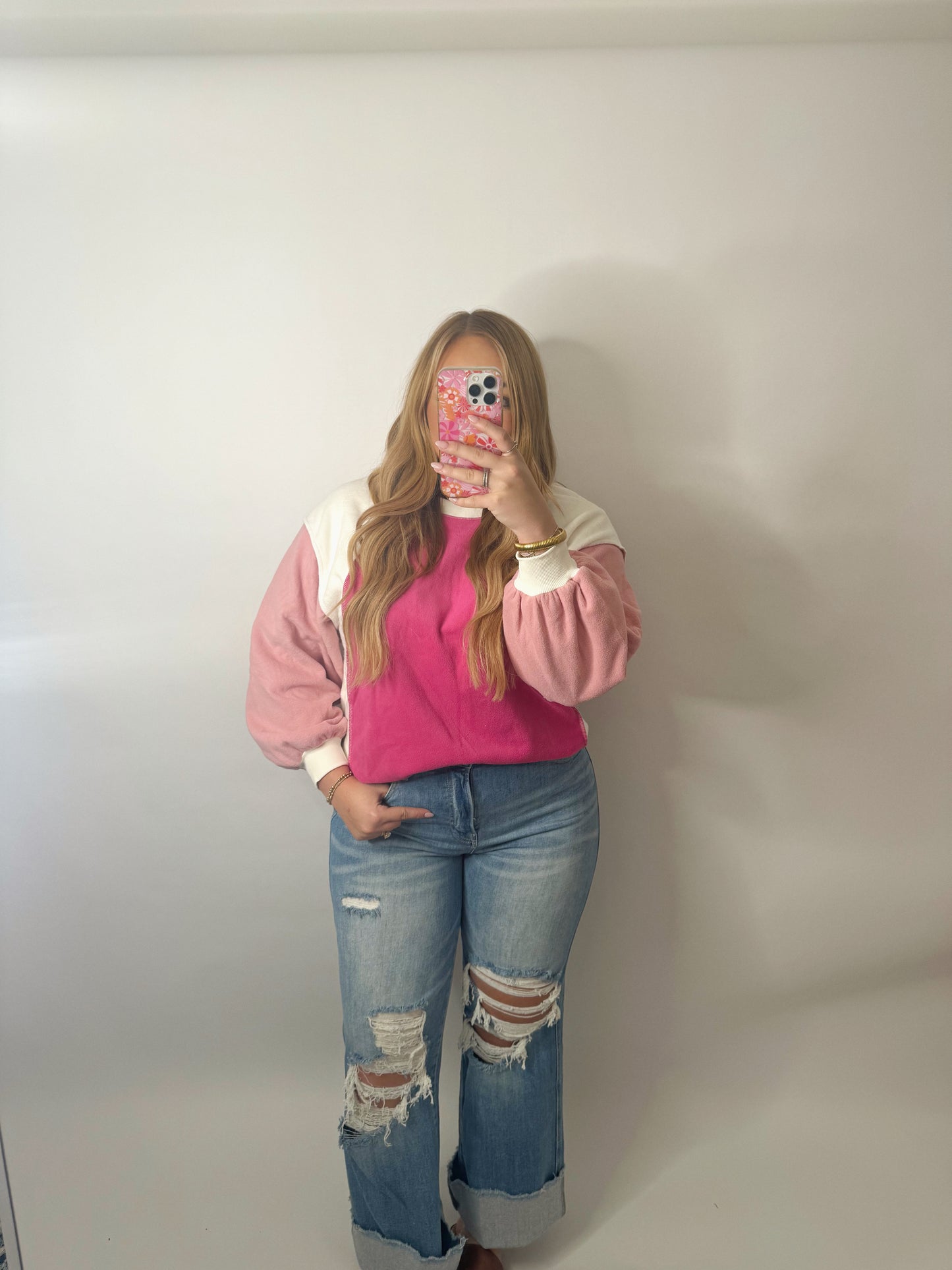 The Eileen | Pink Fleece Top