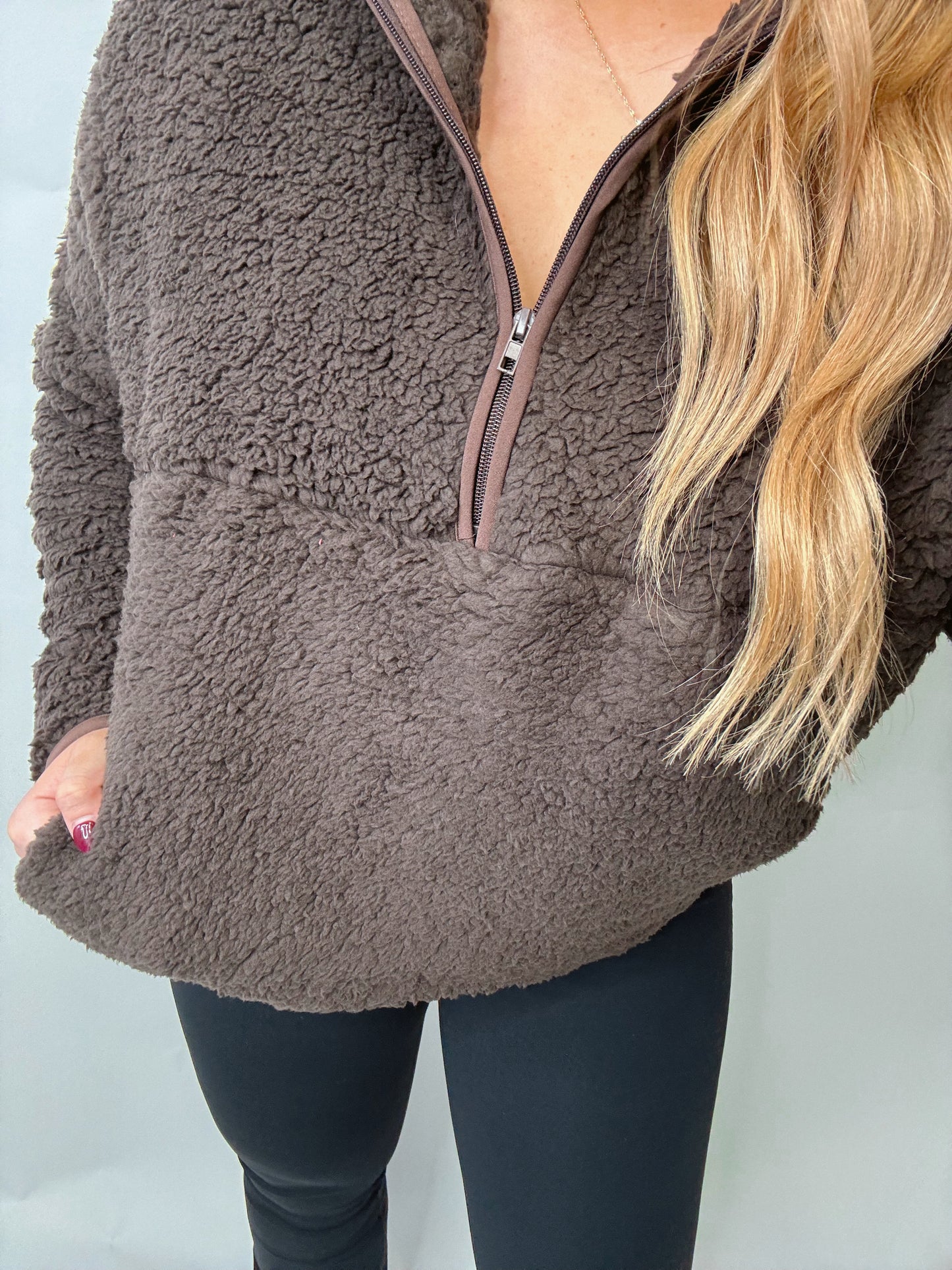 The Teddy | Brown Fleece Half Zip