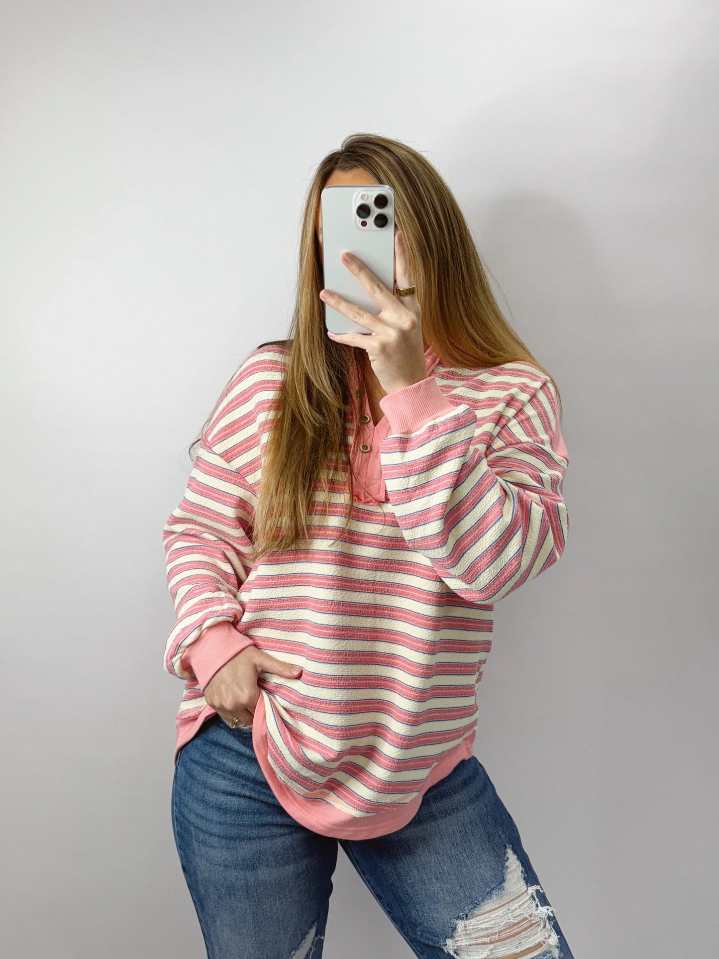 The Alyssa | Pink and White Stripe Top