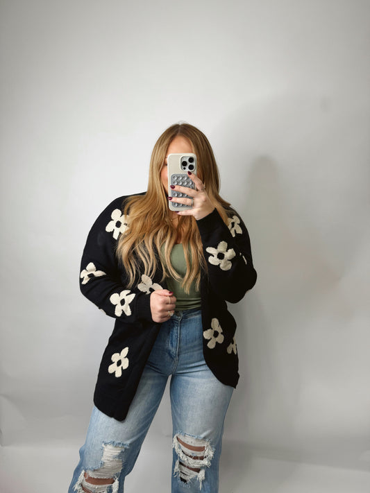 The Candace | Floral Knit Cardigan