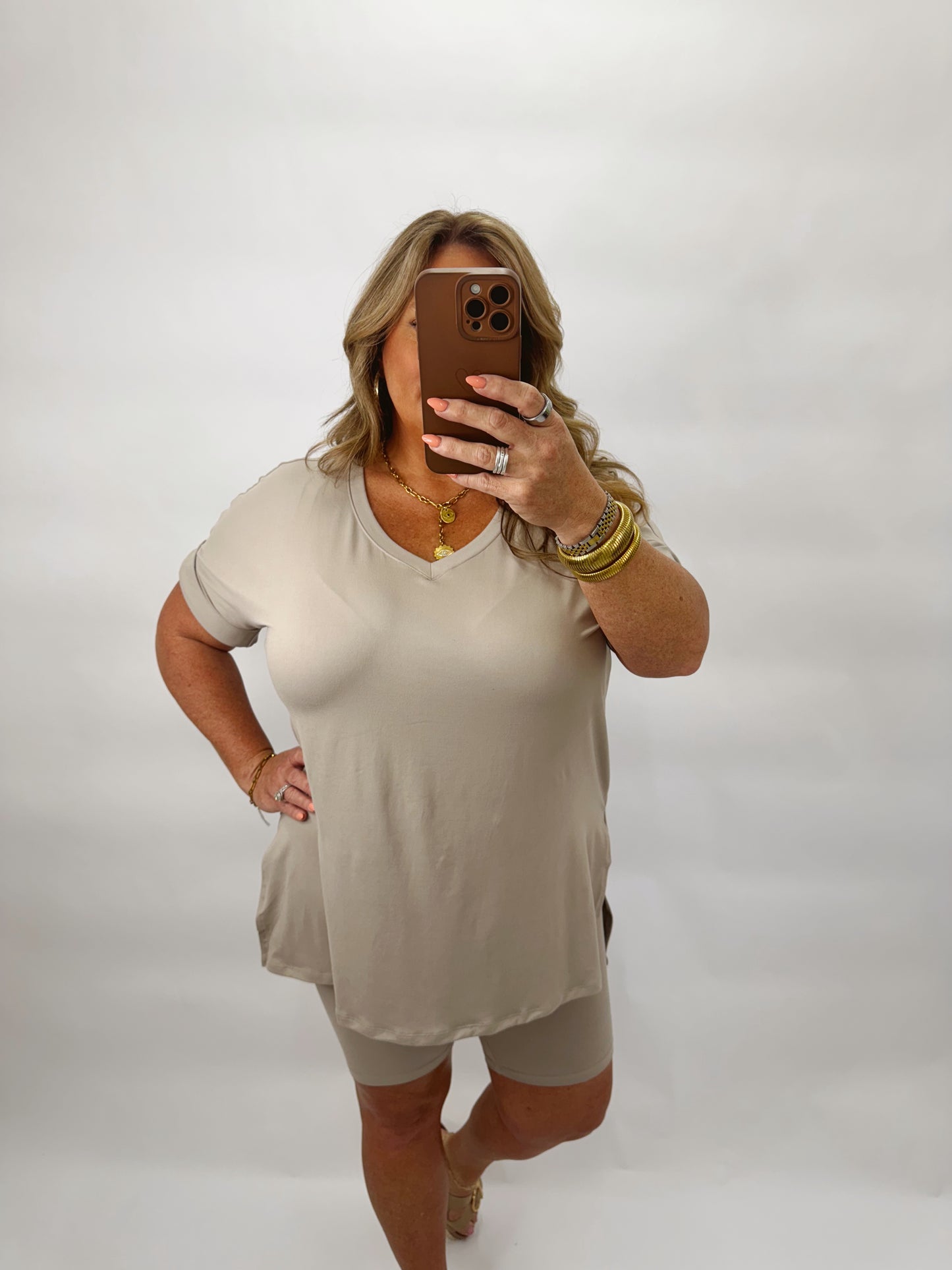 The Payton | Neutral Biker Shorts Set