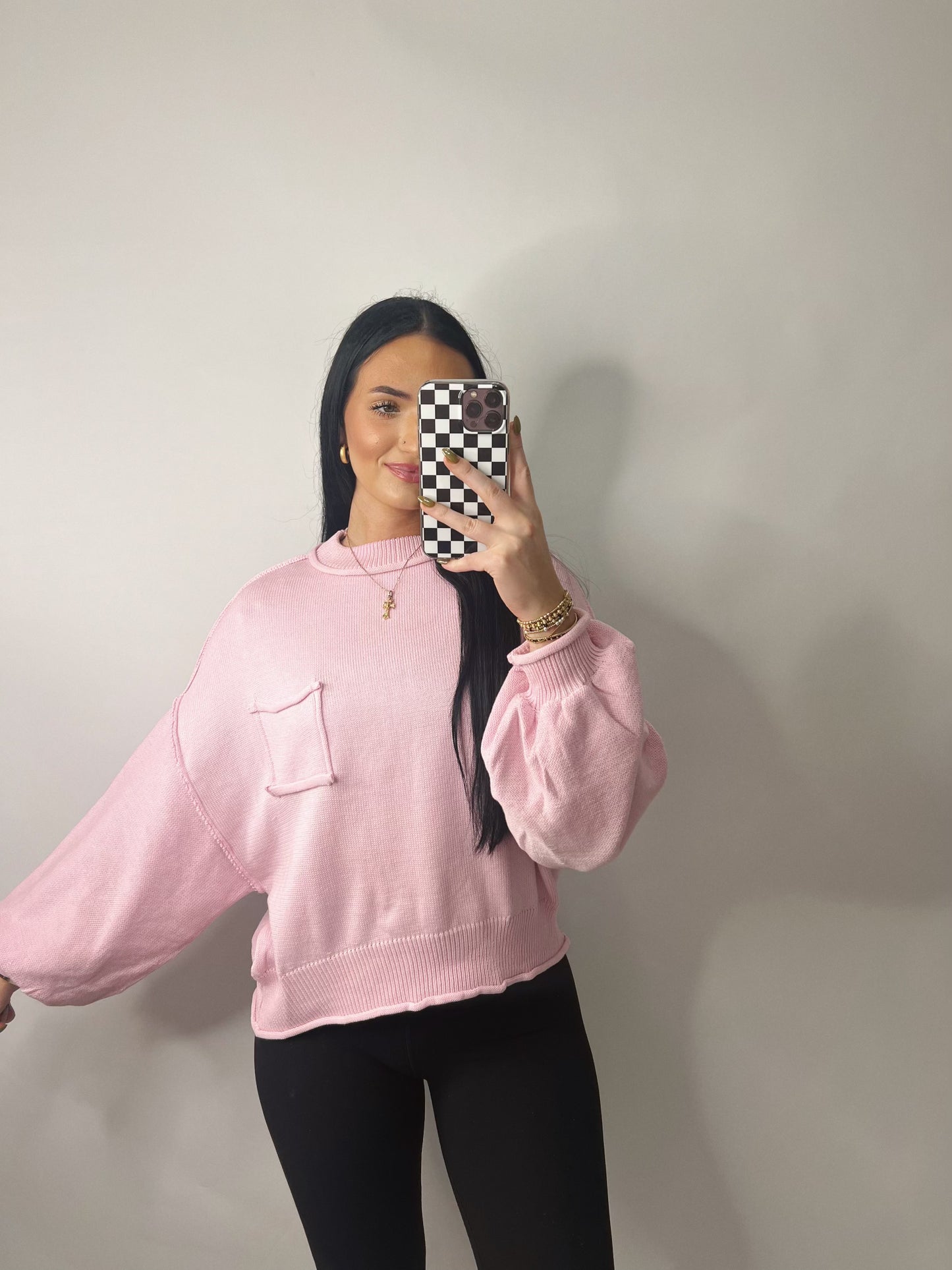 The Autumn | Pink Balloon Sleeve Sweater