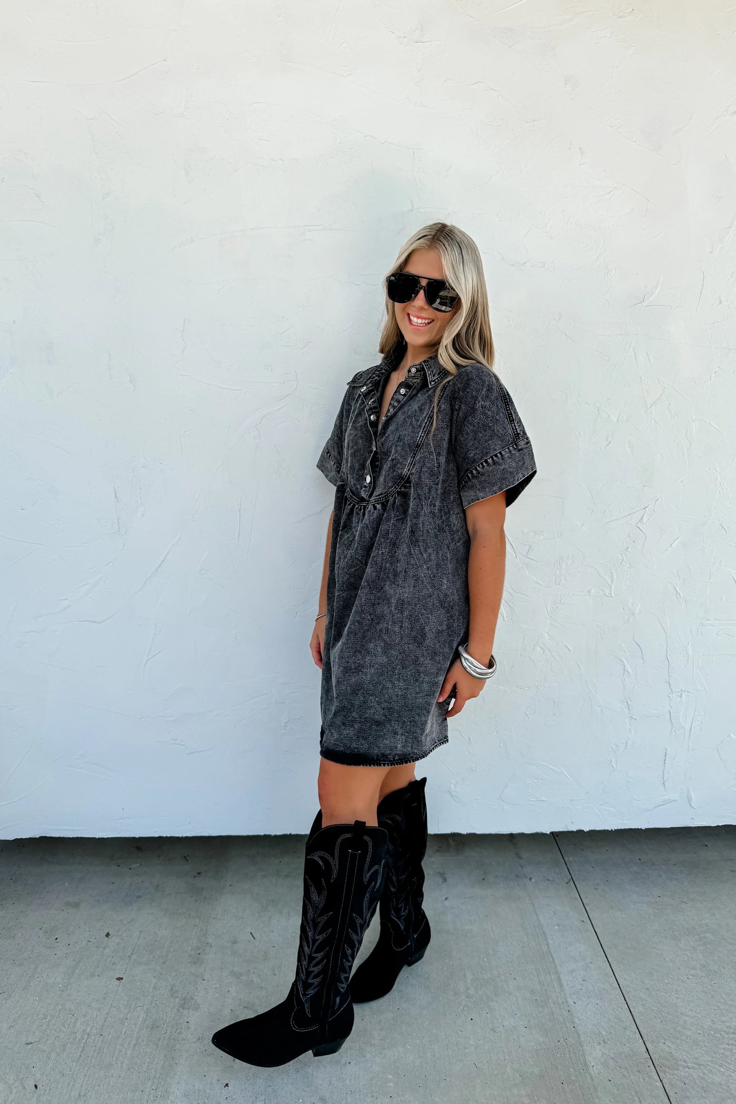 Balck Denim Mini Dress